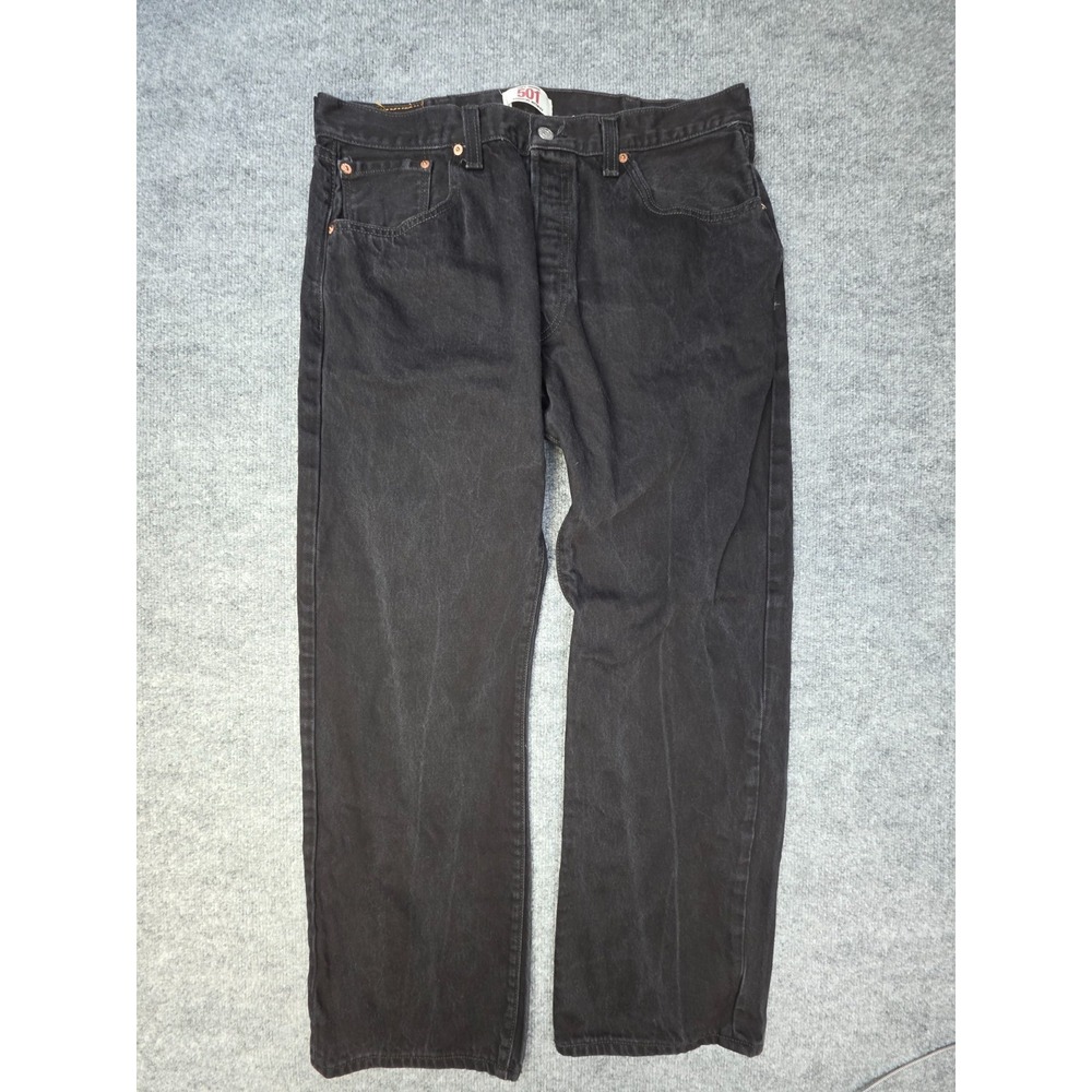 VTG Levi's 501 Jeans Men's 38x30 (FITS 34x29) Black Denim Button Fly Y2K Faded